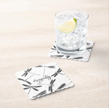 Dragonfly, Black & White, Paper Coaster