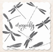 Dragonfly, Black & White, Paper Coaster