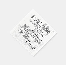 Cocktail, Paper Napkins, Dragonfly, "If I Were a Dragonfly", Black & White, Dragonfly Napkins