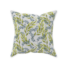 Throw Pillow, Green And Blue, Leaves, White Background, Botanic Pillow