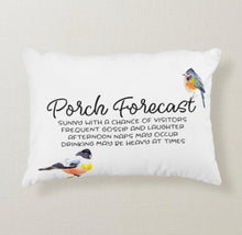 Porch Pillow, Porch Forecast, Words, Birds Pillow
