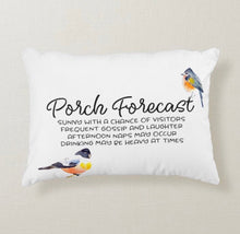 Porch Pillow, Porch Forecast, Words, Birds Pillow