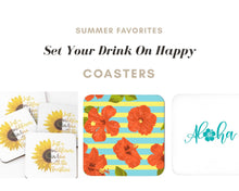 Coaster Set of 4, Zesty, Yellow Lemons, Black & White Stripe, Lemon and Stripe, Coaster Set