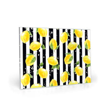 Lemon Placemat Set of 4, Black and White Stripe, Lemon and Stripe, Cloth Placemats