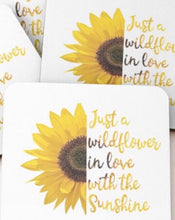 Coaster Set of 4, Boho Style, Sunflower, Wildflower in Love with the Sunshine