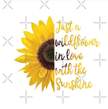 Coaster Set of 4, Boho Style, Sunflower, Wildflower in Love with the Sunshine