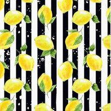 Lemon Napkins, Black & White Stripe, Lemon And Stripe, Woven Cotton, Cloth Napkins, Set of 4