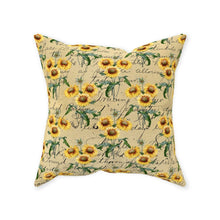Throw Pillow, Yellow Sunflower Bouquets, Background Script, Tan Sunflower Pillow