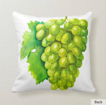 Porch Pillow, Wine Tastes Better On The Porch, Words, Watercolor Grave Vine, Green Grape Cluster, Wine Throw Pillow