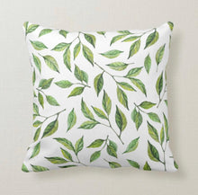 Lemon Throw Pillow, Lemon Leaves, Watercolor Green, Lemons Home Decor