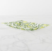 Lemons and Leaves Glass Tray, Lemons Serving Tray, Trinket Dish