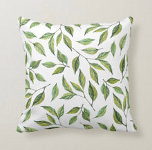 Lemon Throw Pillow, Lemon Leaves, Watercolor Green, Lemons Home Decor