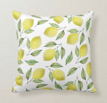 Lemon Throw Pillow, Yellow Lemon Bouquets and Leaves, Lemon Pattern, Home Decor