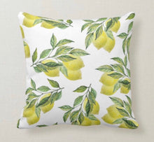 Lemon Throw Pillow, Yellow Lemon Bouquets and Leaves, Lemon Pattern, Home Decor