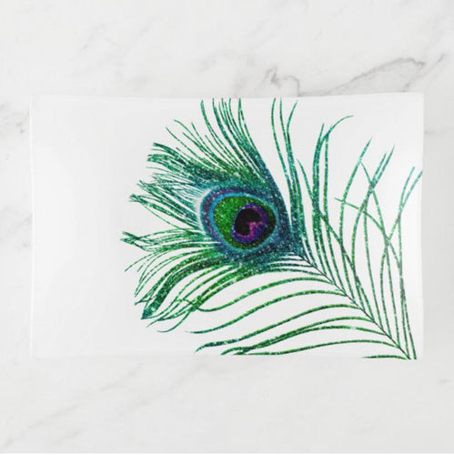 Peacock Feather Glass Tray, Trinket Dish