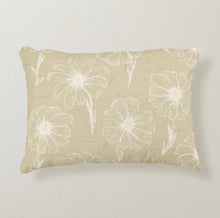Daisy Pillow, White Daisy, Rectangle, 12 X 16, Tan, Floral Pattern Throw Pillow