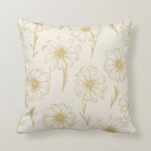 Daisy Pillow, Mustard Yellow Pillow, Gray Daisy Floral