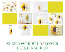 Coaster Set of 4, Boho Style, Sunflower, Wildflower in Love with the Sunshine