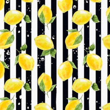 Lemon Placemat Set of 4, Black and White Stripe, Lemon and Stripe, Cloth Placemats