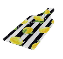 Lemon Glass Cutting Board, Paddle, Lemon and Stripe, Lemon Kitchen Decor
