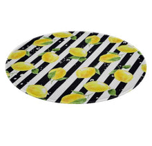 Lemon, Glass Cutting Board, Circle 12", Lemon and Stripe, Lemon Kitchen Decor