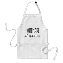 Apron "Homemade Happiness" Tan and White, Three Pockets, Kitchen Accessories, Holiday Baking