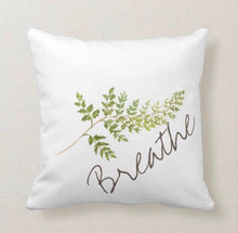 Mug "Breathe" Watercolor Fern, 11oz White Mug, Inspirational Gift
