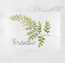 Mug "Breathe" Watercolor Fern, 11oz White Mug, Inspirational Gift