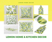 Lemon Throw Pillow, Lemon and Leaves, Yellow and Green, Lemon Pattern Home Decor