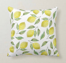Lemon Throw Pillow, Lemon Leaves, Watercolor Green, Lemons Home Decor