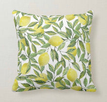 Lemon Throw Pillow, Lemon Leaves, Watercolor Green, Lemons Home Decor