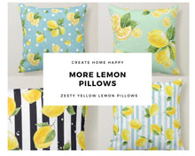 Lumbar Throw Pillow, Yellow Lemon Pattern, Black & White Striped, Zesty, Summer Pillow, Lemon and Stripe, Rectangle