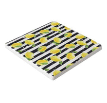 Lemons Marble Trivet, Yellow Lemon with Black Stripe, Lemon Kitchen Decor
