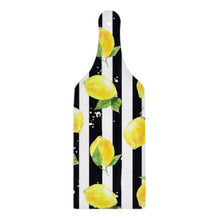 Lemon Glass Cutting Board, Paddle, Lemon and Stripe, Lemon Kitchen Decor