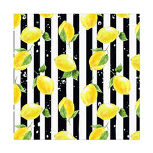 Lemon Napkins, Black & White Stripe, Lemon And Stripe, Woven Cotton, Cloth Napkins, Set of 4