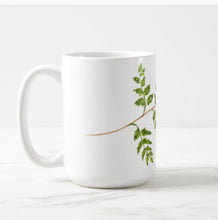 Mug "Breathe" Watercolor Fern, 11oz White Mug, Inspirational Gift