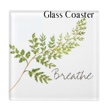 Mug "Breathe" Watercolor Fern, 11oz White Mug, Inspirational Gift