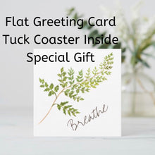 Mug "Breathe" Watercolor Fern, 11oz White Mug, Inspirational Gift