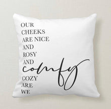 Christmas Pillow, Words "Our Cheeks are Nice and Rosy" Christmas Song, Sleigh Ride, Two Pillows in One, White, Red Gingham, Farmhouse Decor