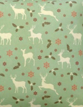 Christmas Reindeer Pillow, Antique Pattern, Mint Green, Cream, Red, and Brown, Christmas Pillow