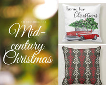 Retro Christmas Pillow, Snowflake Pattern, White, Red, Gray, MId-Century Christmas Decor, Cabin Style
