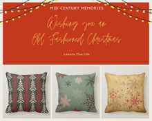 Retro Christmas Pillow, Snowflake Pattern, White, Red, Gray, MId-Century Christmas Decor, Cabin Style