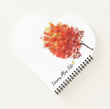 Autumn Spiral Bound Notebook, Heart Shaped, Quote "Last Leaf of Autumn" Watercolor Landscape, 8 X 8, Autumn School and Office, Gift for Her