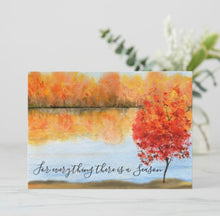Autumn Greeting Card, Flat, Set of 3, Quote "For everything there is a season." Watercolor Fall Landscape, Fall Greeting Card to Frame, 5 X 7, Blank