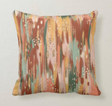 Fall Pillow, Watercolor in Blush, Yellow, Mint Green, Pillow and Cover, Earth Tones, Autumn Home Decor