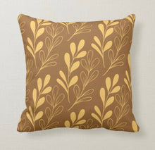 Fall Pillow, Earth Tone, Brown and Gold, Botanical and Leaves, Nature Inspired Pillows, Minimalist Style, Contemporary Pillow