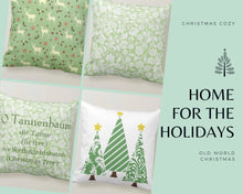 Christmas Reindeer Pillow, Antique Pattern, Mint Green, Cream, Red, and Brown, Christmas Pillow
