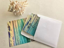 Ocean Gift Set of 2, Glass Coaster "Make Your Dreams As Big As the Ocean" Matching Flat Card w/Envelope, Beach Ocean Theme Gifts