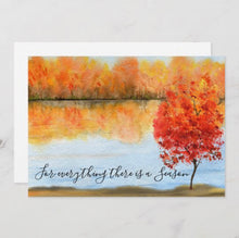 Autumn Greeting Card, Flat, Set of 3, Quote "For everything there is a season." Watercolor Fall Landscape, Fall Greeting Card to Frame, 5 X 7, Blank