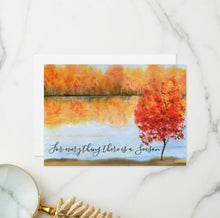 Autumn Greeting Card, Flat, Set of 3, Quote "For everything there is a season." Watercolor Fall Landscape, Fall Greeting Card to Frame, 5 X 7, Blank